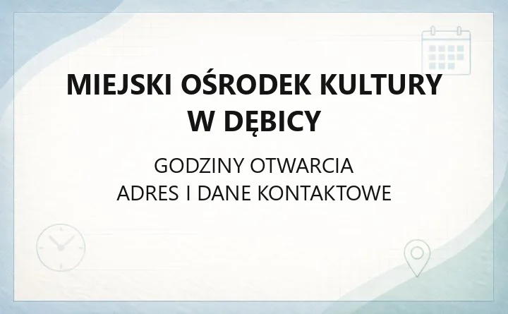 Miejski Ośrodek Kultury w Dębicy - kontakt, godziny, wynajem sali