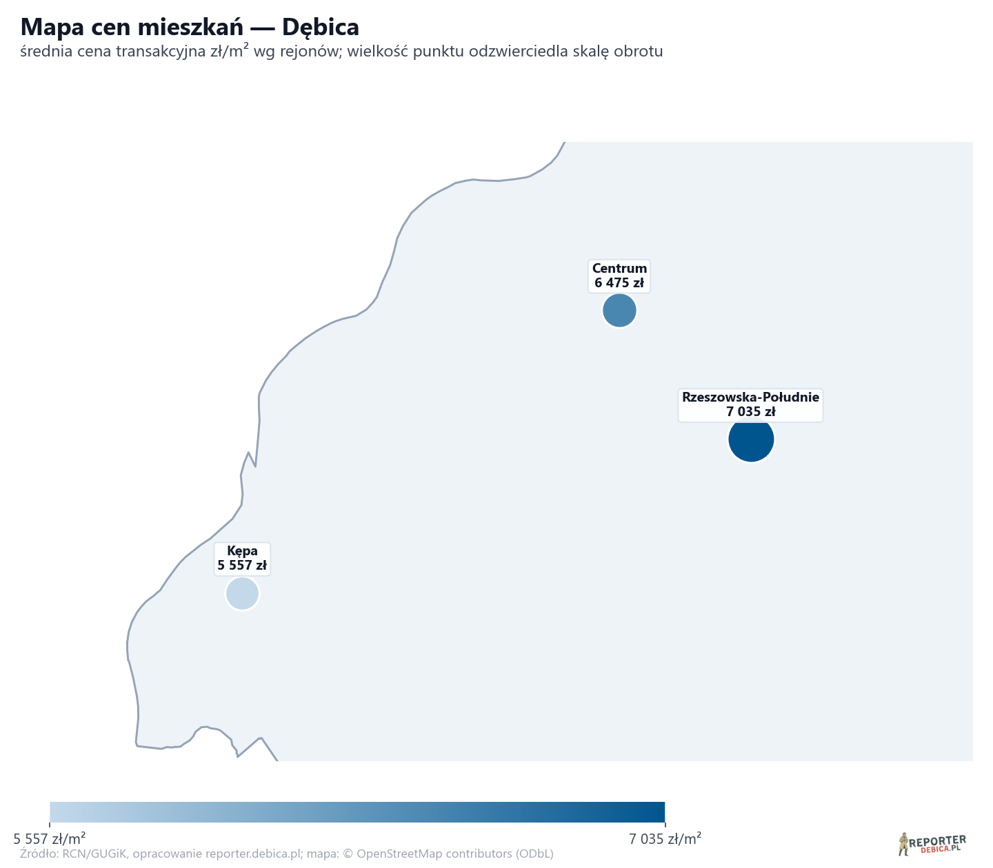 Mapa cen mieszkań - Dębica
