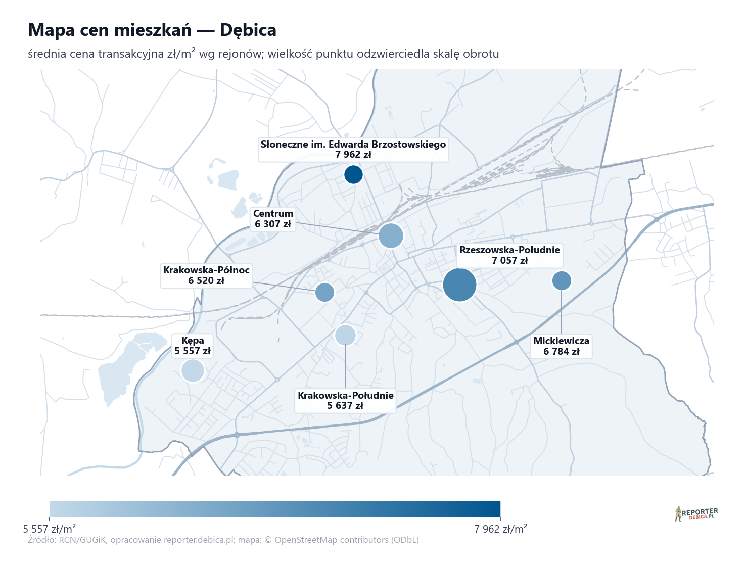 Mapa cen mieszkań - Dębica