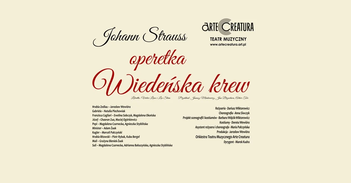 Grafika promocyjna wydarzenia Dębica: Operetka „Wiedeńska krew” – spektakl Straussa
