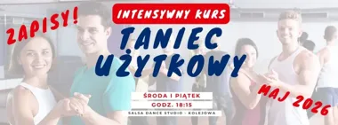 Grafika promocyjna wydarzenia Intensywny Kurs Tańca Użytkowego w Salsa Dance Studio w Dębicy