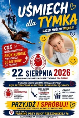Grafika promocyjna wydarzenia Piknik Charytatywny „Uśmiech dla Tymka” w Dębicy