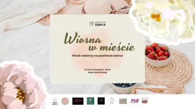 Grafika promocyjna wydarzenia Wiosna w mieście | Piknik rodzinny na powitanie słońca — 21 marca, Dębica