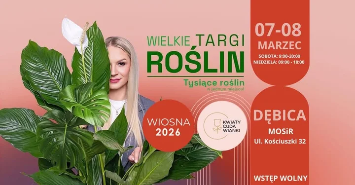 Grafika promocyjna wydarzenia Wielkie Targi Roślin Dębica — Sezon Wiosna 2026