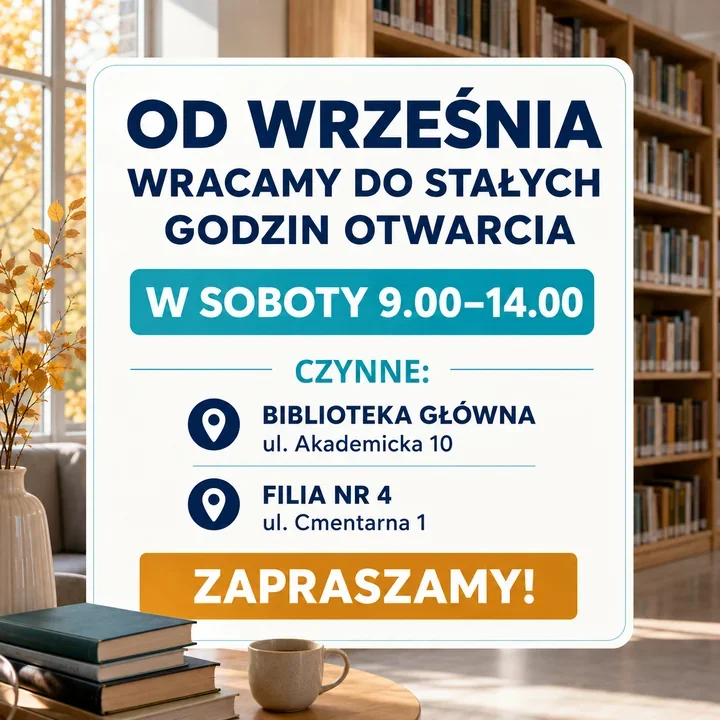 Biblioteka w Dębicy wraca do stałych godzin. Soboty znów dla czytelników