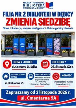 Filia nr 2 Biblioteki w Dębicy rusza pod nowym adresem - będą soboty