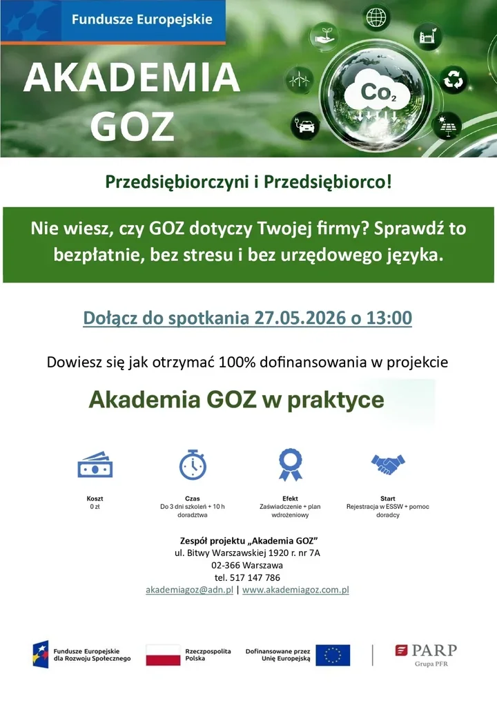Bezpłatne spotkanie o GOZ dla przedsiębiorców. Padną praktyczne wskazówki
