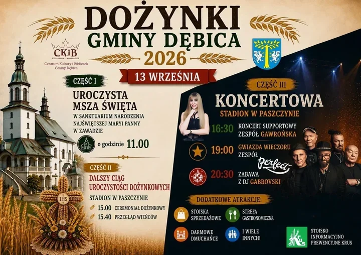 Dożynki Gminy Dębica połączą Zawadę i Paszczynę. Zagra Perfect