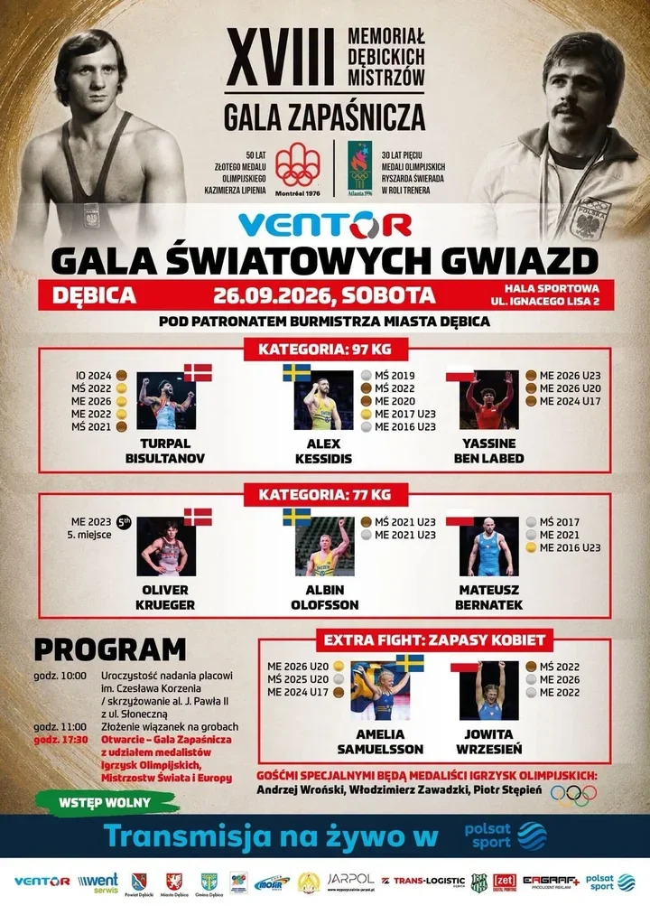 Mistrzowie olimpijscy na macie w Dębicy. Wstęp na galę jest wolny