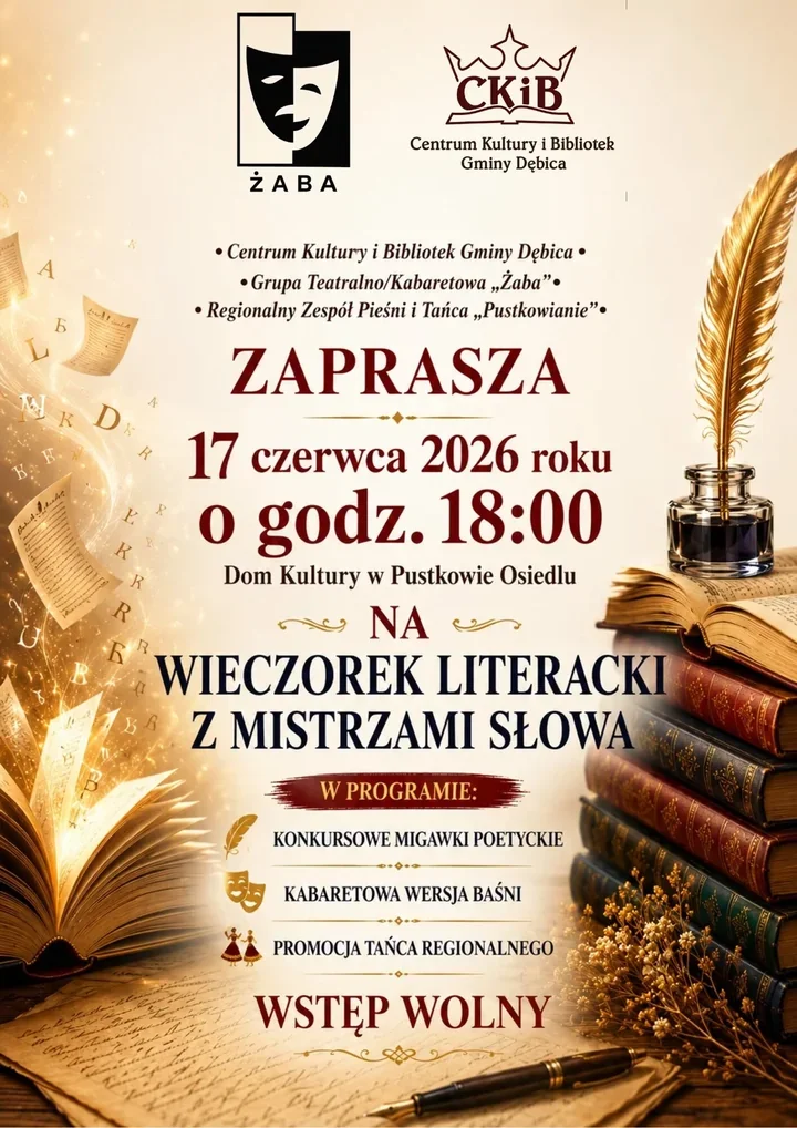 Poezja spotka kabaret i folklor. W Pustkowie–Osiedlu szykuje się wyjątkowy wieczór