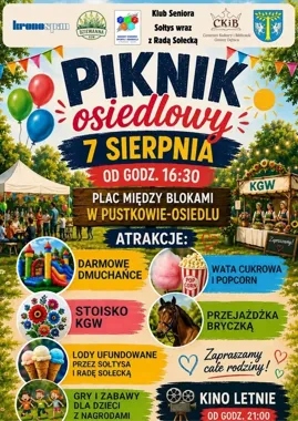 Rodzinny piknik w Pustkowie-Osiedlu zakończy się seansem pod gwiazdami