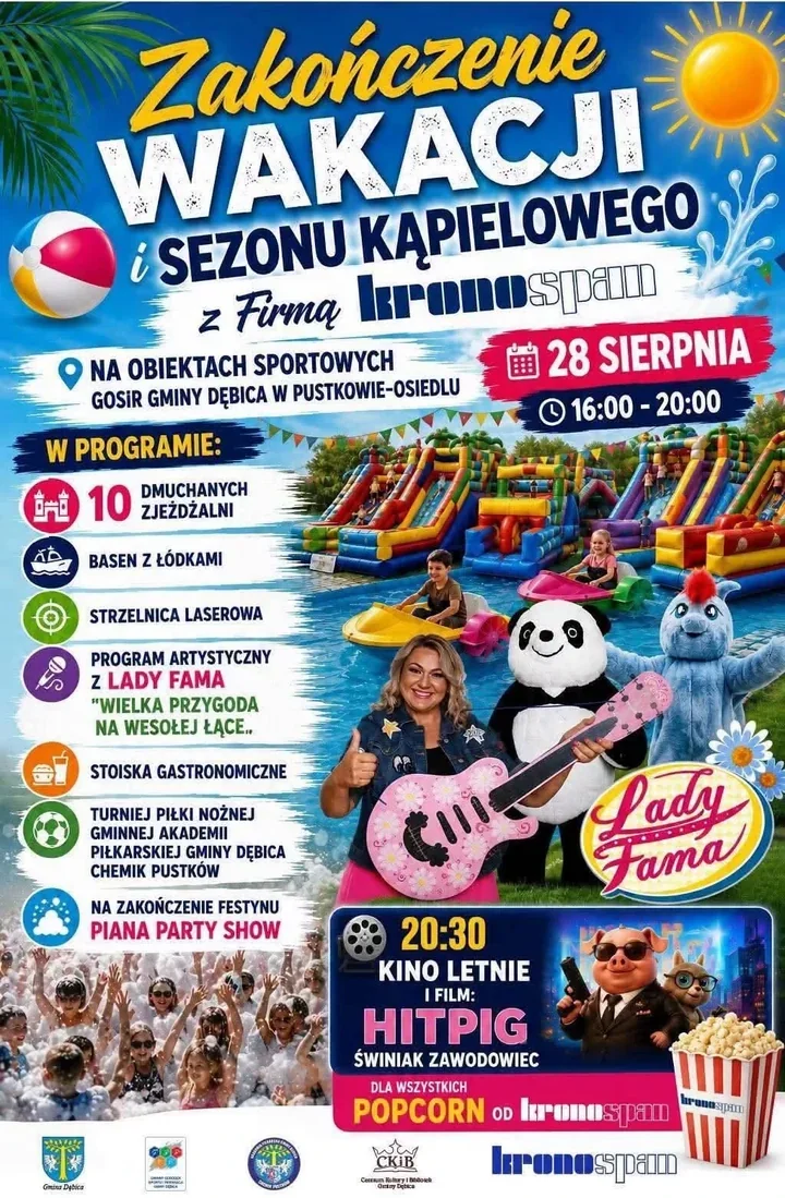 Piana Party Show i kino pod gwiazdami na zakończenie lata w Pustkowie-Osiedlu