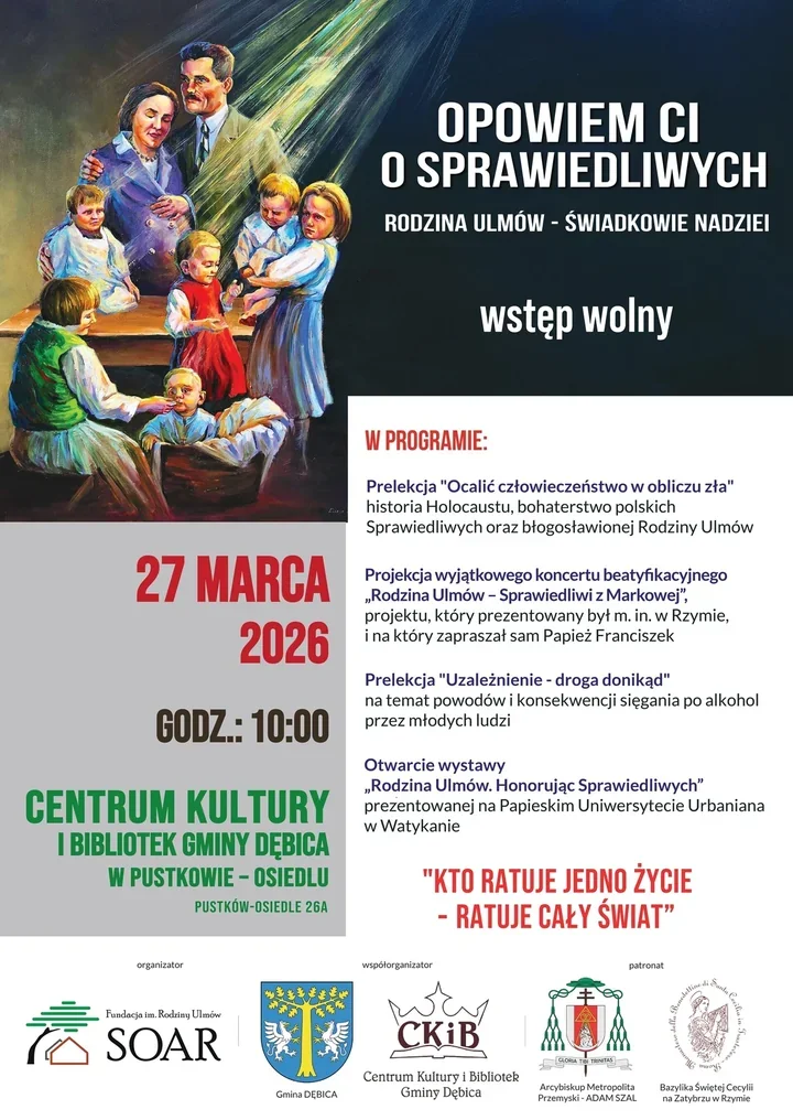 Spotkanie o Rodzinie Ulmów w Pustkowie-Osiedlu – historia, muzyka i refleksja